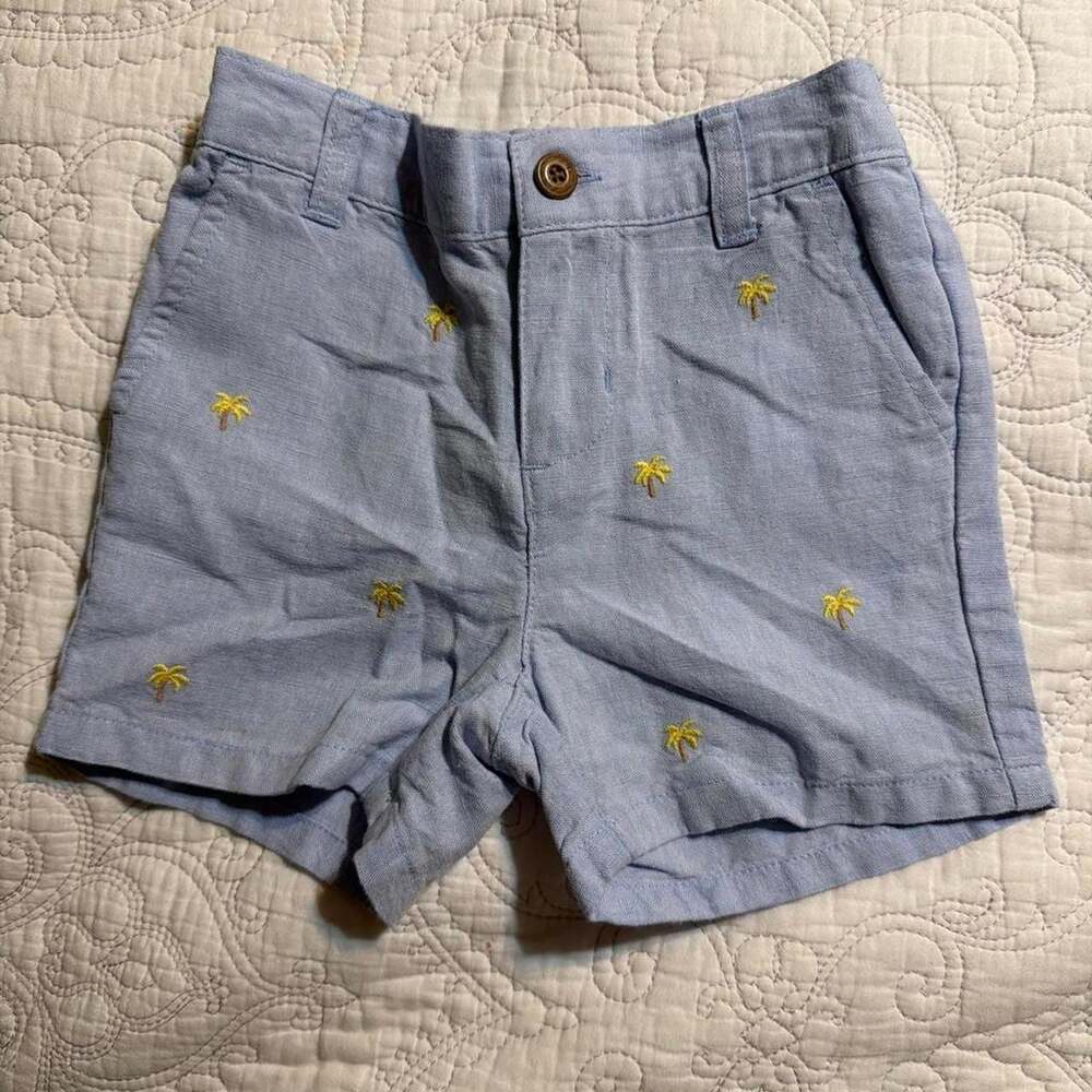 Aerin x Janie and Jack Embroidered Palm Tree Linen Blend Shorts 12 to 18 Months